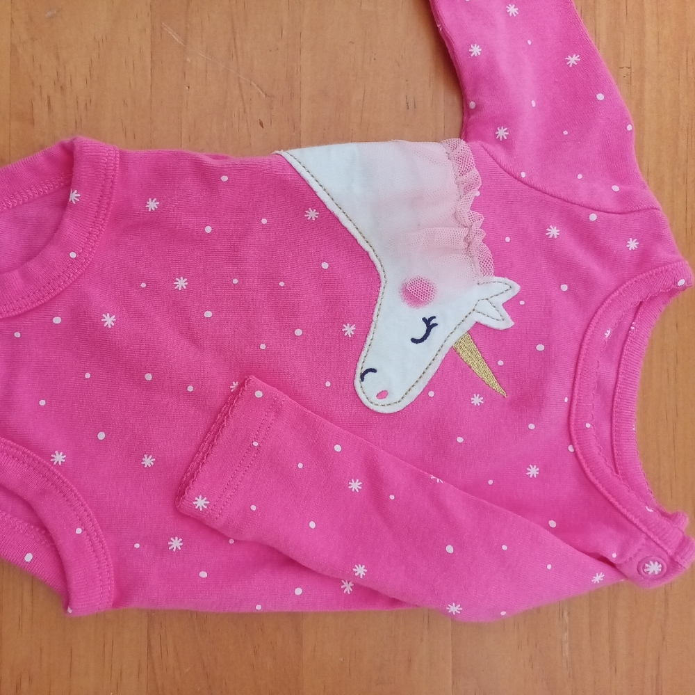 Pink unicorn body newborn body suit